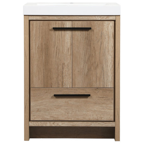 Walker Natural Oak-Light Bathroom Vanity, Natural Oak, 24"