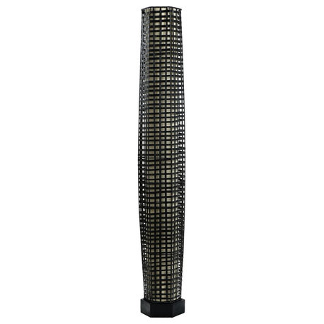 Up Light 1 Light Floor Lamp, Woven Black