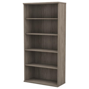 Pemberly Row Tall 5 Shelf Bookcase in Modern Hickory - Engineered Wood