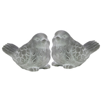 Cement Figurines, Washed Concrete White, Set of 2
