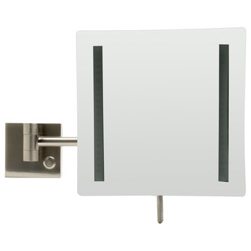 ALFI ABM8WLED-BN Brushed Nickel Wall Mount 8" 5x Magnifying Mirror With Light