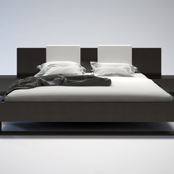 Monroe Wenge Platform Bed w/Pillows and Nightstands - Platform Beds