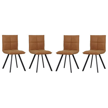 Wesley Modern Leather Dining Chair With Metal Legs Set of 4 Light Brown