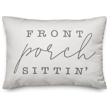 Front Porch Sittin' Outdoor Lumbar Pillow, White