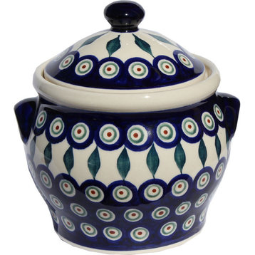 Polish Pottery Medium Canister, Pattern Number: 56