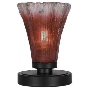Luna 1-Light Table Lamp, Matte Black/Fluted Raspberry Crystal