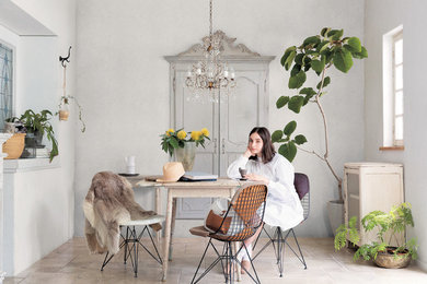 Dining room - shabby-chic style dining room idea in Tokyo