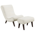 OSP Home Furnishings - Hawkins Lounger With Ottoman, White Faux Leather - The Hawkins Lounger with Ottoman are styled with lounging in mind. Whether reading a book or catching up on your favorite series, the chair's plush cushioning, sloped design and subtle curved silhouette paired with a perfect kick-up-your-feet ottoman create a cocoon just for you. Durability and comfort are further enhanced with dense foam seating and sinuous spring support. Simple assembly required.