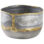 Serene Spaces Living - Serene Spaces Living Decorative Zinc Bowl with a Touch of Gold - For an easy means of adding classy modern style to your home, try the Serene Spaces Living Decorative Zinc Bowl with a Touch of Gold. The grey galvanized zinc bowl has rich gold paint on its welded seams and top edge- giving it a unique look. Use it for small floral arrangement, fill with fruit or heap up some candy - this bowl is a versatile accent piece. Sold individually, it measures 3.25" Tall and 5" Diameter. You can count on the fact that this bowl is made with love and warmth from Serene Spaces Living.