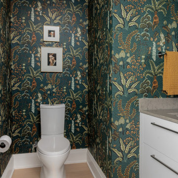 Powder Bathroom With Green Floral Wallpaper Cheeky Bathroom Art