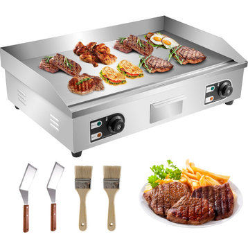 3000W 29" Electric Countertop Griddle Flat Top Commercial Restaurant BBQ Grill, Full Flat