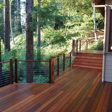 cable railing by firepit