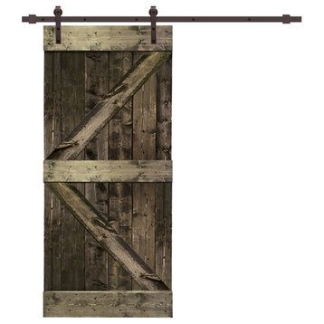 TMS K Series Barn Door With Black Sliding Hardware Kit, Espresso, 30"x84"