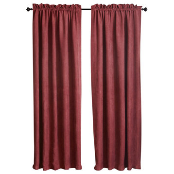 108"x52" Microsuede Blackout Curtain Panels, Set of 2, Red Wine