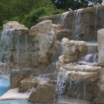 Cedar Rapids, Iowa - Custom Concrete Swimming Pool with Rock Waterfall Feature