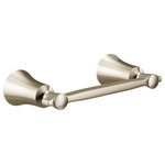 Moen - Moen Flara Double Robe Hook Polished Nickel, YB0303NL - The Flara bathroom suite beautifully blends timeless classics with contemporary flair. The faucets bold details, clean lines and expressive, gestural flared surfaces combine with slim proportions and a tall, elegant stature for a striking appearance. The Flara bathroom suite includes single-handle and two-handle faucet options, matching tub/shower fixtures, a tub-filler faucet, and a broad selection of matching accessories that provides a cohesive look throughout the bath.