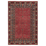 Jaipur Living - Jaipur Living Donte Hand-Knotted Oriental Red/ Blue Area Rug, 8'x10' - The Salinas collection is punctuated by vibrant hues and intricate details, bringing a bold, transitional look to any home. The hand-knotted Donte rug captures the rich, global charm of traditional Agra carpets. Intricate, multicolored floral details and botanical vines create patterned panache on this durable wool accent. Deep tones of red and blue make a bold impression in any living space.