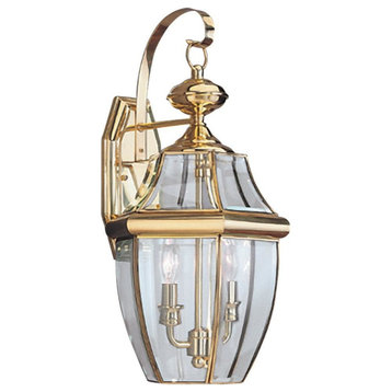 Sea Gull Lighting Two Light Outdoor Wall Fixture, Polished Brass