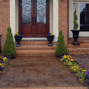 Stamped Ashlar Pattern Walkway with Brick