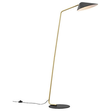 Modway Journey 1-Light Modern Metal Standing Floor Lamp in Black/Brass