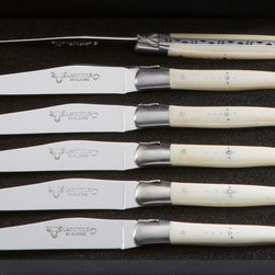 Laguiole Steak Knives, Cow Bone Handles, Set of 6 - Table Knives