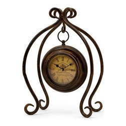 Iron Hanging Clock w/ Stand - Desk And Mantel Clocks