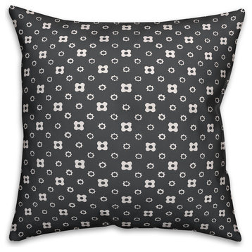 Gray Floral Pattern Throw Pillow Cover, 20"x20"