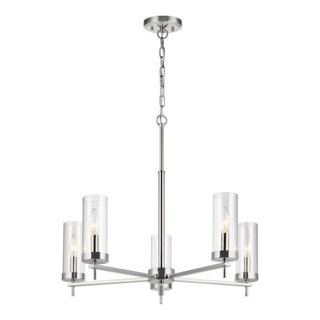 Zire Chandelier, 5-Light, LED, Chrome, Clear Shade, 26" Dia - Transitional - Chandeliers - by ...