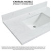 Malaga Composite Stone Vanity Top With Ceramic Sink, Grain White, 37"