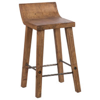 Reagan Low Back Stool by Kosas Home, Honey Brown, Counter Height
