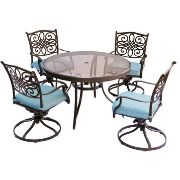 Traditions 5-Piece Dining Set With 48" Table, Blue