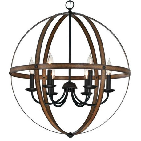 Roseto WCH13129 Saint Albert 6 Light 24"W Wrought Iron Mini - Barnwood