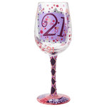 Enesco - "21" Wine Glass - Lolita glassware adds fashion, flair, and a dash of sass to your favorite drinks. This decorative 15 oz. wine glass is the perfect way to celebrate a young lady's milestone birthday!  Hand wash only.