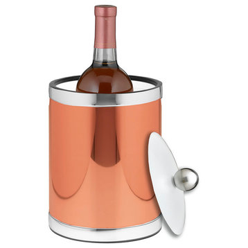 Mylar Polished Copper & Chrome 2 Qt Tall Ice Bucket, Lucite Cover