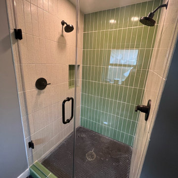 Modern Green and White Shower
