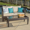 GDF Studio Aspen Outdoor Wicker Loveseat and Coffee Table with Cushions, Multibr