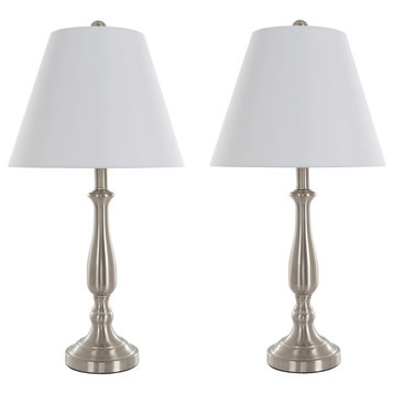 Table Lamps Set of 2, Brushed Steel, 2 LED Bulbs included by Lavish Home