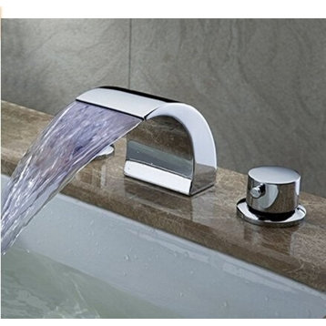 Fernie Deck Mounted LED Water Fall Bathroom Sink Faucet