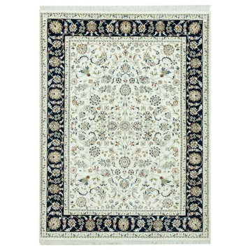 Cloud White Hand Knotted Nain 250 KPSI Design Soft Wool Oriental Rug 5'x7'