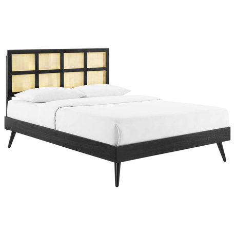 Sidney Cane and Wood King Platform Bed With Splayed Legs MOD-6694-BLK