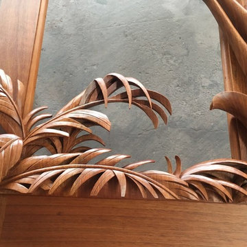 Tropical Leaves Carved Sliding Doors