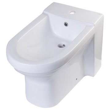 White Ceramic Bathroom Bidet With Elongated Seat