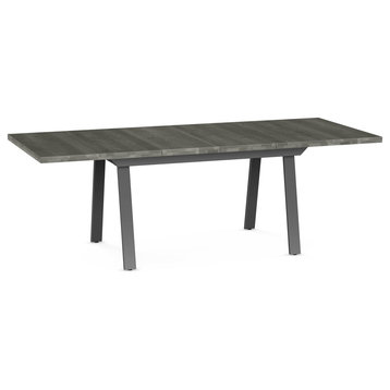 Amisco Kane Extendable Dining Table, Grey Distressed Wood / Dark Grey Metal