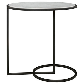 Uttermost 25749 16.5"W Iron and Marble End Table - Black / White