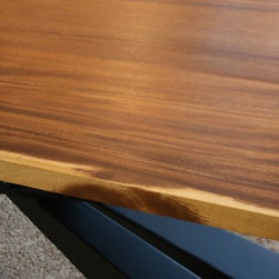 Monkey Pod Table with Custom Modern Metal Base - Tabletop