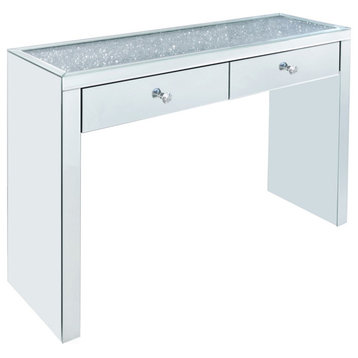 Acme Console Table With Mirrored And Faux Diamonds Finish 90507