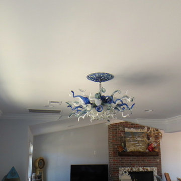 Blown Glass Chandelier - Art Glass Chandelier - Art Glass Lighting -Semi Flush