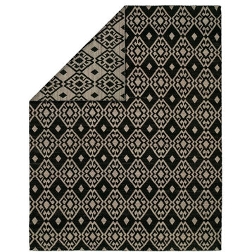 Endura Double-Sided Flatweave Rug, Black and Lilac, 4'x6'