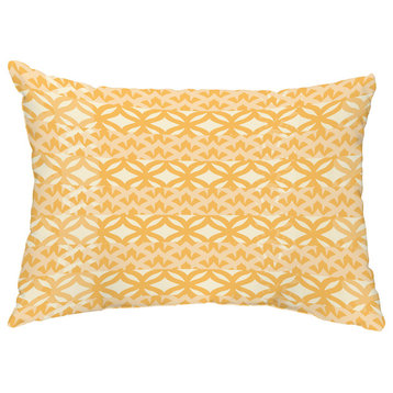 Greeko Simple 14"x20" Abstract Decorative Outdoor Pillow, Yellow