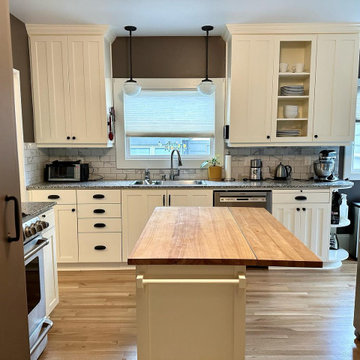 Farmhouse Style Kitchen - White Cabinets with Black Handles